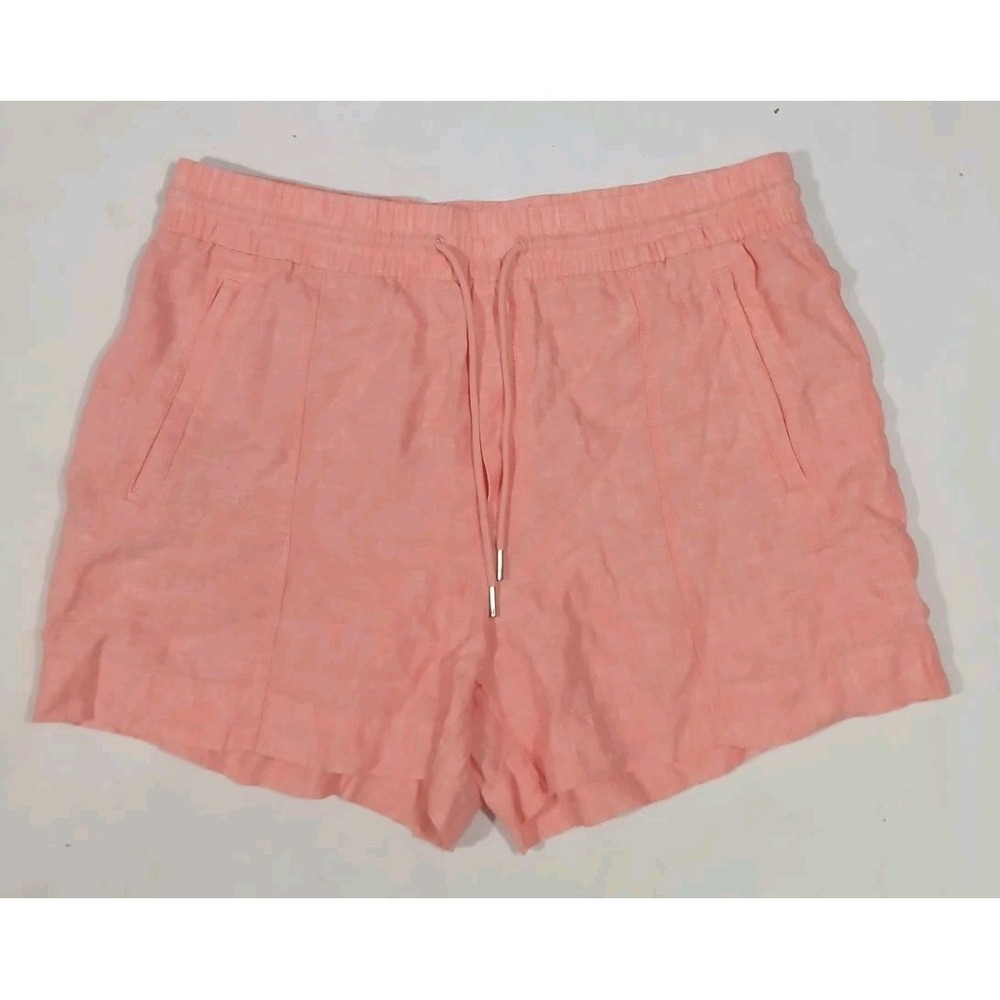 Athleta Retreat Linen Shorts Size 14 Mid Rise Pull On Beach Coastal Travel